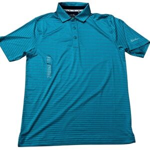 Walter Hagen men’s‎ performance 11 golf polo shirt Teal black stripes size small